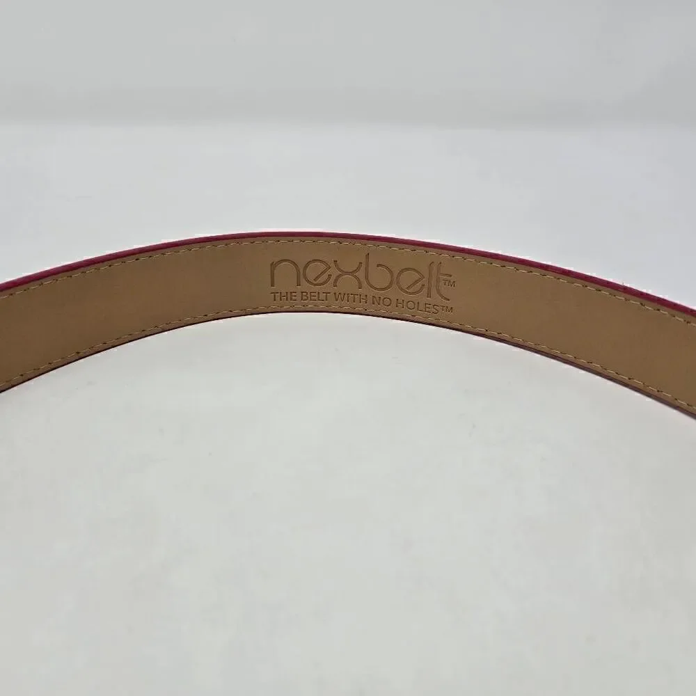 NEXBELT GOLF HIDDEN MARKER PINK LEATHER WOMENS BELT NO HOLES SIZE 00-8 EUC
